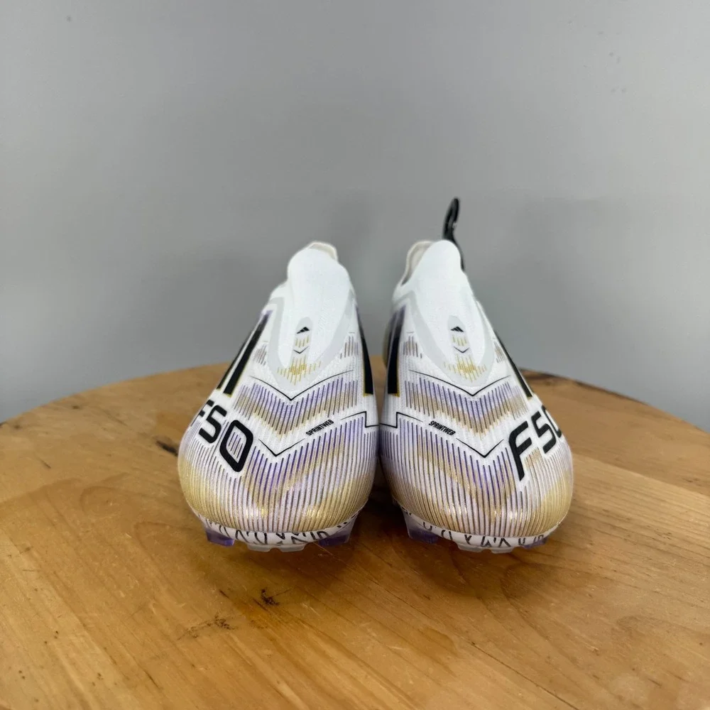 adidas F50 Elite Laceless FG Mens Size 11.5‎ Soccer Cleats White Gold Metallic